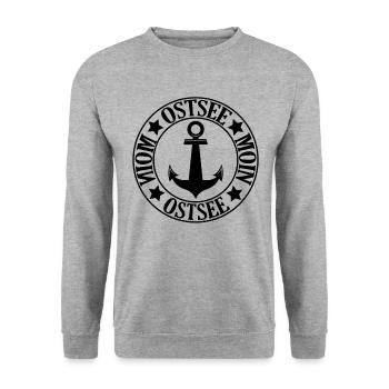 Ostsee mit Anker Moin - Unisex Pullover - Weißgrau meliert - Vorne - Alina (178cm) & Michal (187cm)