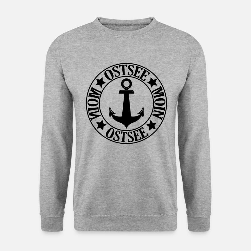 Ostsee mit Anker Moin - Unisex Pullover - Weißgrau meliert