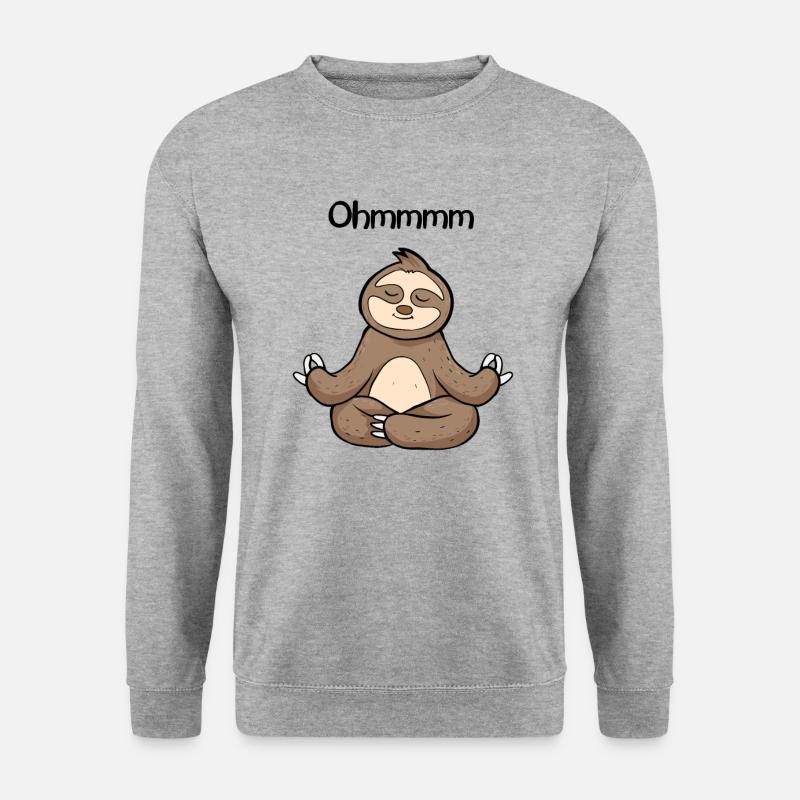 Ohmmm ein süßes Yoga Faultier Faultiere Sloth - Unisex Pullover - Weißgrau meliert