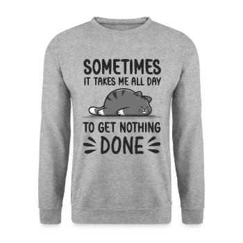 Doing nothing lazy Cat sleeping funny Cats Katzen - Unisex Sweatshirt - salt & pepper - Front - Alina (178cm) & Michal (187cm)