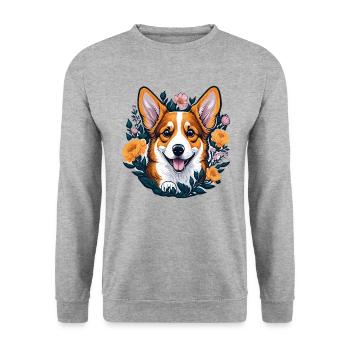 Cute Corgi Dog with Flowers Corgi Dogs - Unisex Sweatshirt - salt & pepper - Front - Alina (178cm) & Michal (187cm)