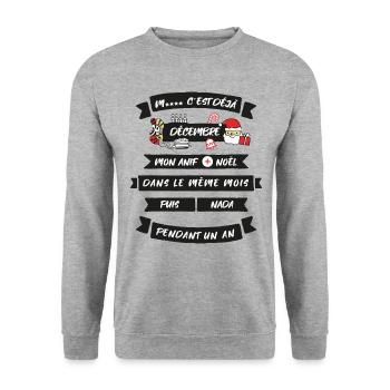 Noel Deja Decembre Anif Noel Couleur - Sweat-shirt Unisexe - gris chiné - Devant - Alina (178cm) & Michal (187cm)