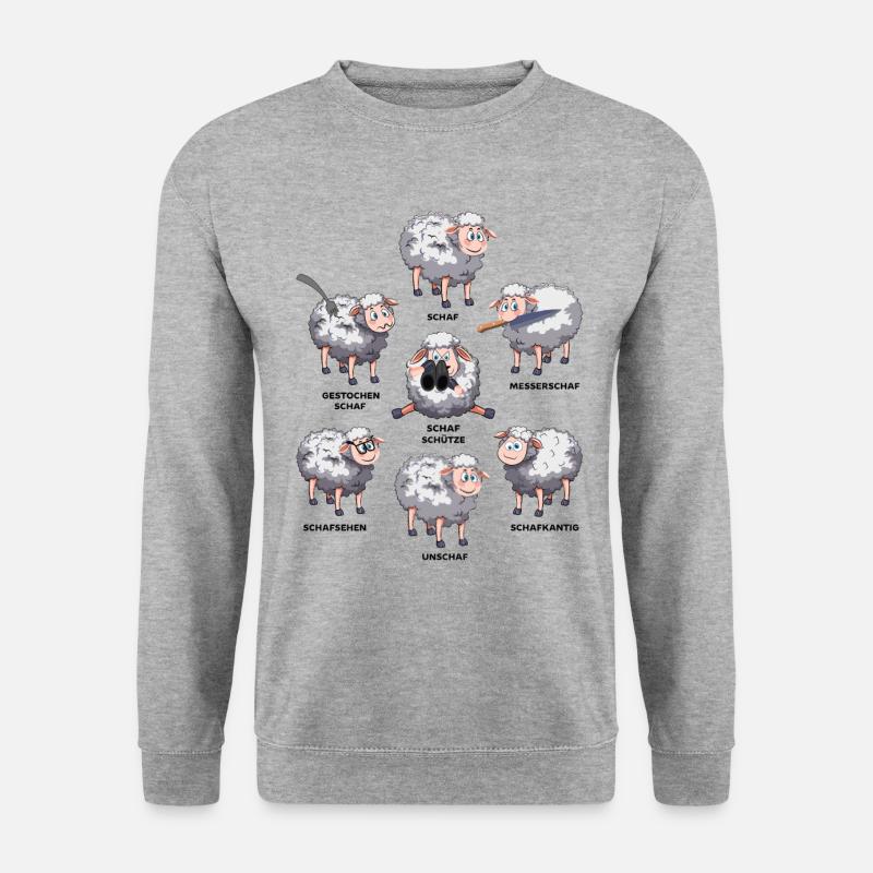 Lustige Schafe Tiere Schaf Sprüche - Unisex Pullover - Weißgrau meliert