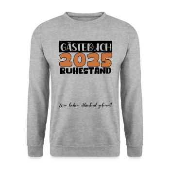 Pension 2025 Livre d'or Pension Retraite Grand-mère Grand-père - Sweat-shirt Unisexe - gris chiné - Devant - Alina (178cm) & Michal (187cm)