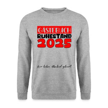 Pension 2025 Livre d'or Pension Retraite Grand-mère Grand-père - Sweat-shirt Unisexe - gris chiné - Devant - Alina (178cm) & Michal (187cm)