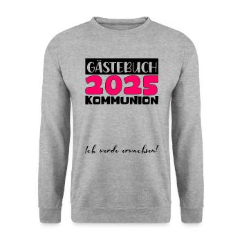 Communion 2025 Guest Book Gift Girls Boys - Unisex Sweatshirt - salt & pepper - Front - Alina (178cm) & Michal (187cm)