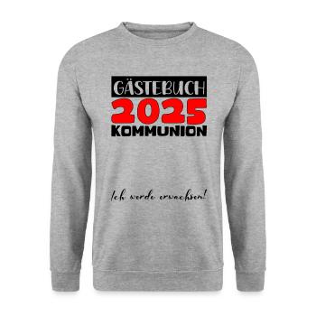 Communion 2025 Guest Book Gift Girls Boys - Unisex Sweatshirt - salt & pepper - Front - Alina (178cm) & Michal (187cm)
