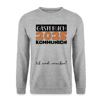 Communion 2025 Guest Book Gift Girls Boys - Unisex Sweatshirt - salt & pepper - Front - Alina (178cm) & Michal (187cm)