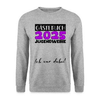 Jugendweihe 2025 Gästebuch Geschenk Mädchen Jungen - Unisex Pullover - Weißgrau meliert - Vorne - Alina (178cm) & Michal (187cm)