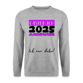 Jugendweihe 2025 Gästebuch Geschenk Mädchen Jungen - Unisex Pullover - Weißgrau meliert - Vorne - Alina (178cm) & Michal (187cm)