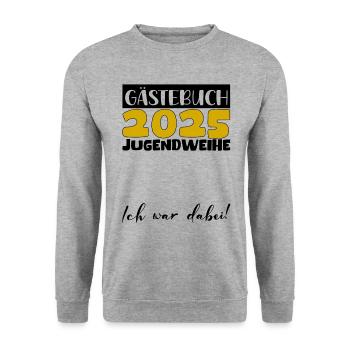 Jugendweihe 2025 Gästebuch Geschenk Mädchen Jungen - Unisex Pullover - Weißgrau meliert - Vorne - Alina (178cm) & Michal (187cm)