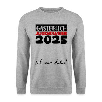 Jugendweihe 2025 Gästebuch Geschenk Mädchen Jungen - Unisex Pullover - Weißgrau meliert - Vorne - Alina (178cm) & Michal (187cm)
