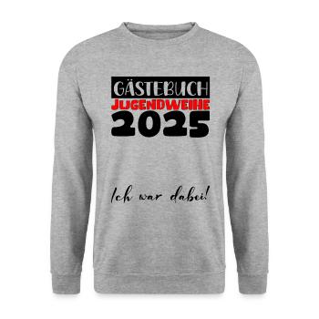 Jugendweihe 2025 Livre d’or Cadeau Filles Garçons - Sweat-shirt Unisexe - gris chiné - Devant - Alina (178cm) & Michal (187cm)