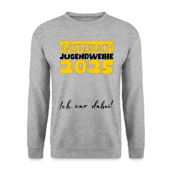 Jugendweihe 2025 Gästebuch Geschenk Mädchen Jungen - Unisex Pullover - Weißgrau meliert - Vorne - Alina (178cm) & Michal (187cm)