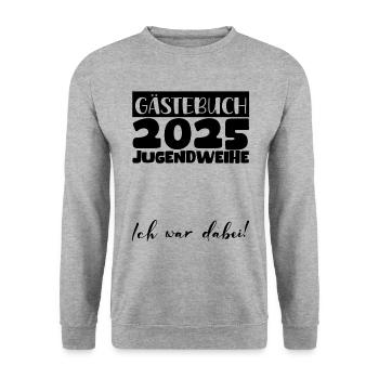 Jugendweihe 2025 Livre d’or Cadeau Filles Garçons - Sweat-shirt Unisexe - gris chiné - Devant - Alina (178cm) & Michal (187cm)