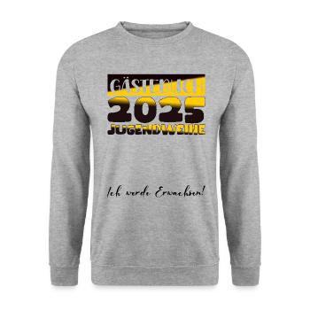 Jugendweihe 2025 Gästebuch Geschenk Mädchen Jungen - Unisex Pullover - Weißgrau meliert - Vorne - Alina (178cm) & Michal (187cm)