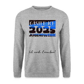 Jugendweihe 2025 Livre d’or Cadeau Filles Garçons - Sweat-shirt Unisexe - gris chiné - Devant - Alina (178cm) & Michal (187cm)