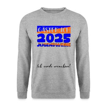 Jugendweihe 2025 Livre d’or Cadeau Filles Garçons - Sweat-shirt Unisexe - gris chiné - Devant - Alina (178cm) & Michal (187cm)