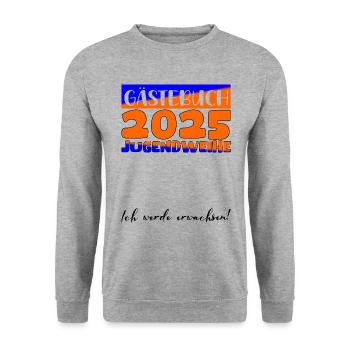 Jugendweihe 2025 Livre d’or Cadeau Filles Garçons - Sweat-shirt Unisexe - gris chiné - Devant - Alina (178cm) & Michal (187cm)