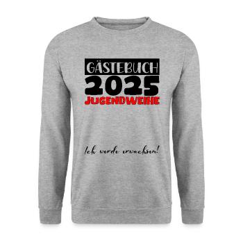 Jugendweihe 2025 Gästebuch Geschenk Mädchen Jungen - Unisex Pullover - Weißgrau meliert - Vorne - Alina (178cm) & Michal (187cm)