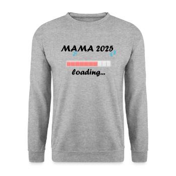 Maman 2025 Cadeau Femmes Dames Mère Enceinte - Sweat-shirt Unisexe - gris chiné - Devant - Alina (178cm) & Michal (187cm)