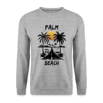 Highway to the Palm Sea Beach by Sunset Summer - Unisex Sweatshirt - salt & pepper - Front - Alina (178cm) & Michal (187cm)