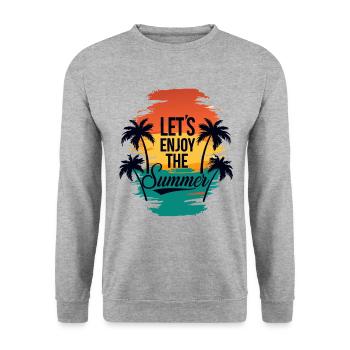 Lets Enjoy the Summer with Palm Trees - Unisex Pullover - Weißgrau meliert - Vorne - Alina (178cm) & Michal (187cm)