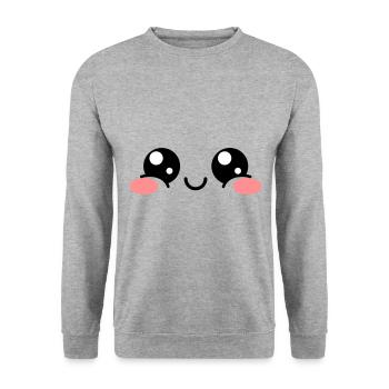 Eyes Kawaii Cute Gift Idea - Unisex Sweatshirt - salt & pepper - Front - Alina (178cm) & Michal (187cm)