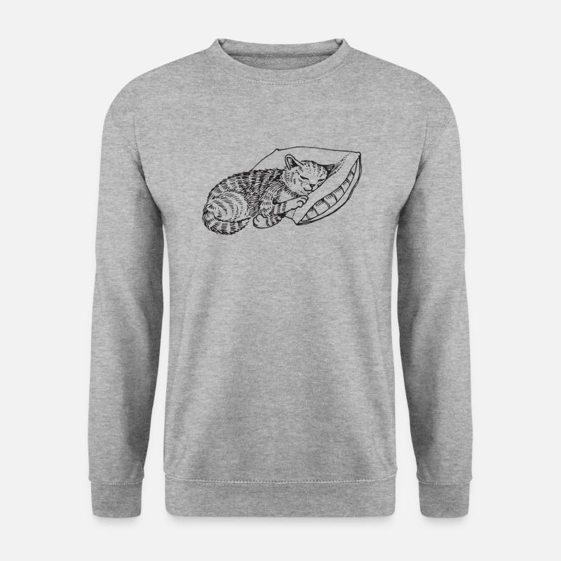 Katze Schlafen Kissen - Unisex Pullover - Weißgrau meliert