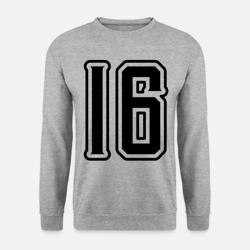 16 Zahl symbol - Unisex Pullover - Weißgrau meliert