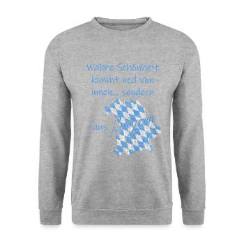 Wahre Schönheit kimmt aus Bayern - Unisex Pullover - Weißgrau meliert - Vorne - Alina (178cm) & Michal (187cm)
