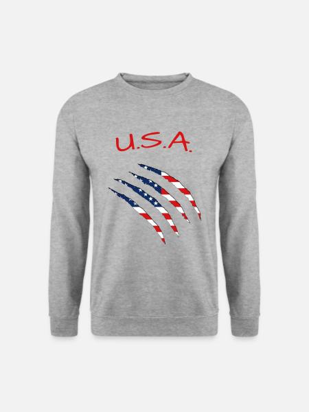 USA America - Unisex Pullover - Weißgrau meliert