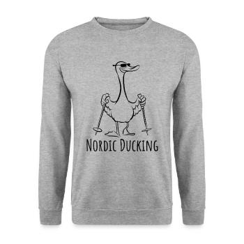 Mallard - Duck with sticks - Nordic Ducking - Unisex Sweatshirt - salt & pepper - Front - Alina (178cm) & Michal (187cm)