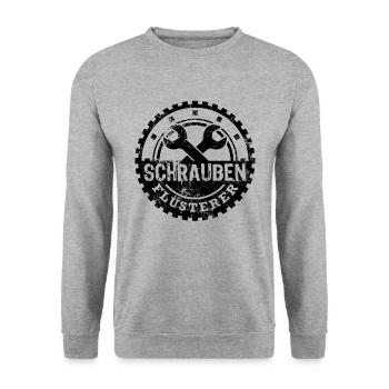Schrauben Flüsterer Schrauber Mechaniker Kfz - Unisex Pullover - Weißgrau meliert - Vorne - Alina (178cm) & Michal (187cm)