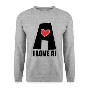 Artificial Intelligence - I love AI - Digital - Unisex Sweatshirt - salt & pepper - Front - Alina (178cm) & Michal (187cm)