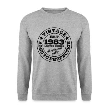 Vintage 1983 Limited Edition Aged to Perfection - Unisex Pullover - Weißgrau meliert - Vorne - Alina (178cm) & Michal (187cm)