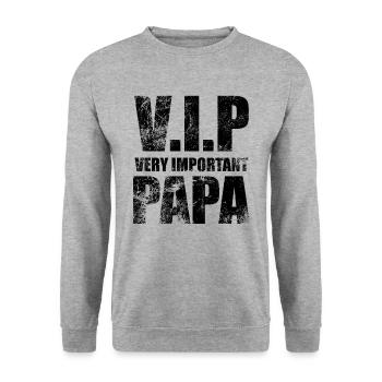 V.I.P Very Important Papa, Bester Papa der Welt - Unisex Pullover - Weißgrau meliert - Vorne - Alina (178cm) & Michal (187cm)