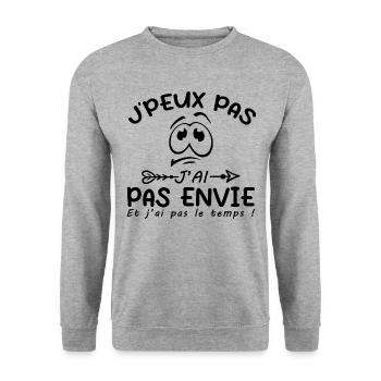 Je Peux Pas J'ai Pas Envie - Sweat-shirt Unisexe - gris chiné - Devant - Alina (178cm) & Michal (187cm)