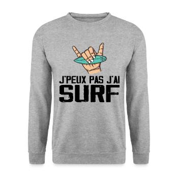 Ich kann nicht surfen - Unisex Pullover - Weißgrau meliert - Vorne - Alina (178cm) & Michal (187cm)