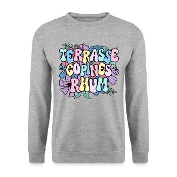Soirée Amie Femme Terrasse Copines Rhum - Sweat-shirt Unisexe - gris chiné - Devant - Alina (178cm) & Michal (187cm)