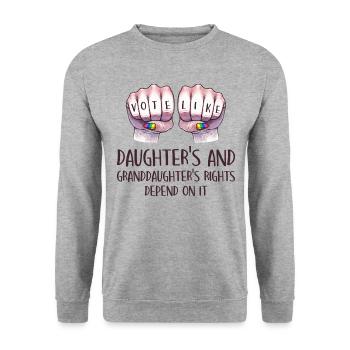 Grandma Feminism Little Girl Granny - Unisex Sweatshirt - salt & pepper - Front - Alina (178cm) & Michal (187cm)