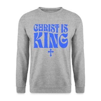Christliches inspirierendes Zitat - Unisex Pullover - Weißgrau meliert - Vorne - Alina (178cm) & Michal (187cm)