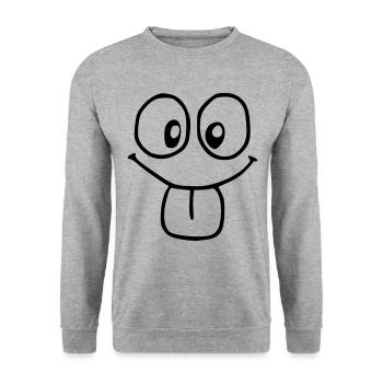 Emoji silly sketch black - Unisex Sweatshirt - salt & pepper - Front - Alina (178cm) & Michal (187cm)