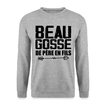 Beau Gosse De Père En Fils - Sweat-shirt Unisexe - gris chiné - Devant - Alina (178cm) & Michal (187cm)
