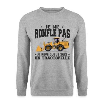 Construction machine Backhoe loader Snorer - Unisex Sweatshirt - salt & pepper - Front - Alina (178cm) & Michal (187cm)