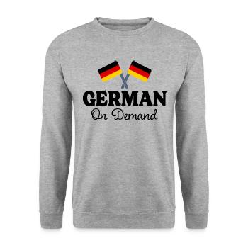 German on request German interpreter - Unisex Sweatshirt - salt & pepper - Front - Alina (178cm) & Michal (187cm)