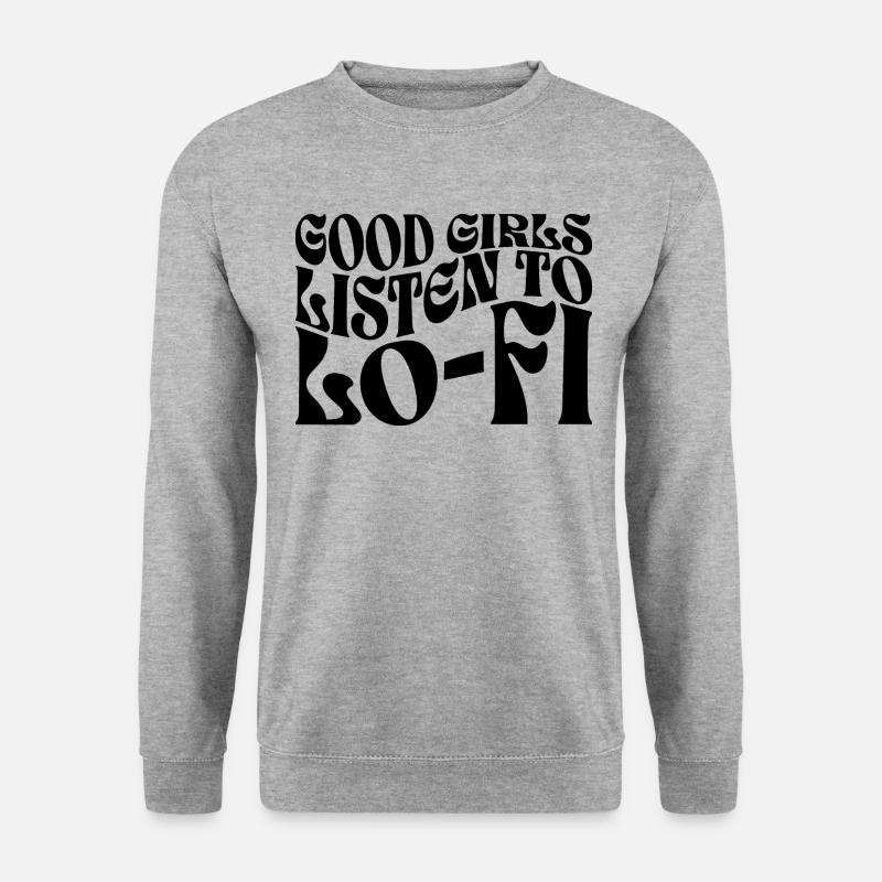 Mädchen hören Lo-Fi-Musik - Unisex Pullover - Weißgrau meliert