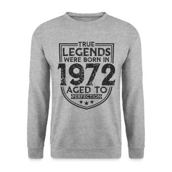 1972 Cadeau d’anniversaire Born Legends - Sweat-shirt Unisexe - gris chiné - Devant - Alina (178cm) & Michal (187cm)