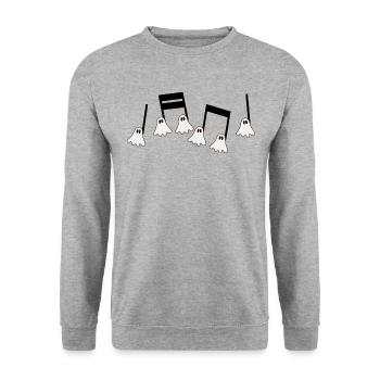 Halloween-Kostüm Party-Musiklehrer - Unisex Pullover - Weißgrau meliert - Vorne - Alina (178cm) & Michal (187cm)
