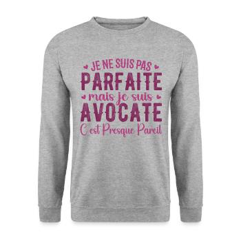 Avocate Parfaite - Cadeau Pour Les Super Avocates - Sweat-shirt Unisexe - gris chiné - Devant - Alina (178cm) & Michal (187cm)